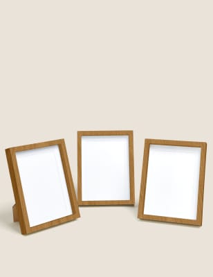 M&S Set of 3 Wood Photo Frames 5x7 inch - Natural Mix, Natural Mix,White,Grey,Black