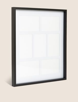 M&S 7 Aperture Wood Photo Frame 4x6 inch - Black, Black,White,Grey