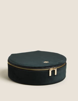 

Velvet Round Jewellery Box - Green, Green