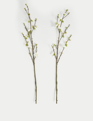 

Juego de 2 tallos sencillos de flores artificiales - Blanco, Blanco