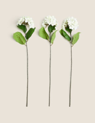 Set of 3 Artificial Hydrangea Single Stems