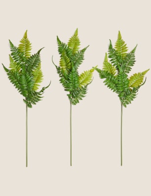 

Set of 3 Artificial Ferns Single Stems - Green, Green