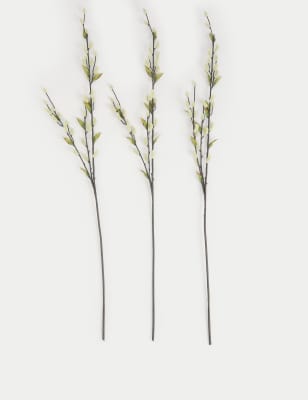 

Set of 3 Artificial Willow Single Stems - White Mix, White Mix