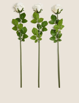 Set of 3 Artificial Rose Stems