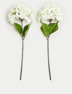 

Set of 2 Artificial Hydrangeas Single Stem - White Mix, White Mix