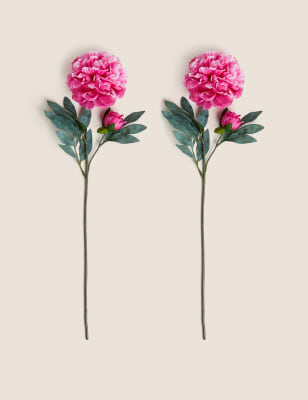 

Set of 2 Artificial Peony Single Stems - Bright Pink, Bright Pink