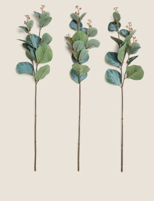 

3 Pack Artificial Eucalyptus Single Stem - Green, Green