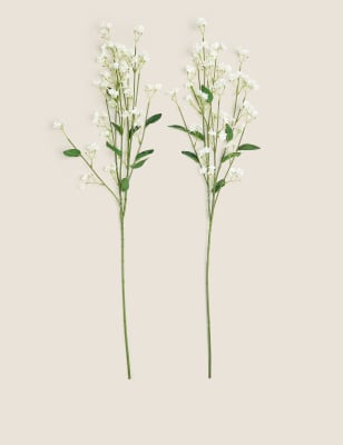 

Set of 2 Artificial Wild Wax Single Stems - White Mix, White Mix