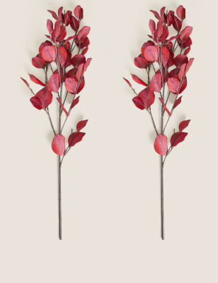 

Set of 2 Artificial Eucalyptus Single Stems - Red, Red