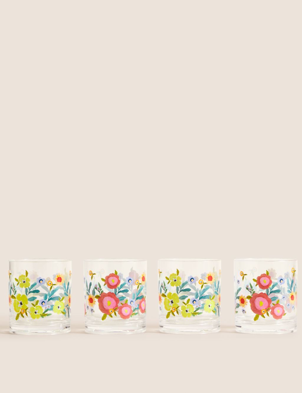 Set Of 4 Expressive Floral Picnic Tumblers