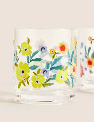Set Of 4 Expressive Floral Picnic Tumblers - AT