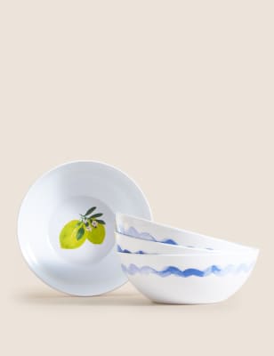 Set Of 4 Summer Fruits Picnic Cereal Bowls