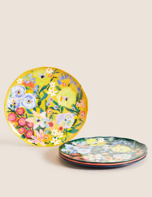 

4er-Set Picknick-Essteller mit Blumenmuster „Expressive“ - Mehrfarbig, Mehrfarbig