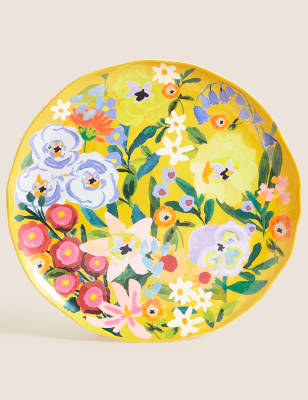 Set Of 4 Expressive Floral Picnic Dinner Plates
