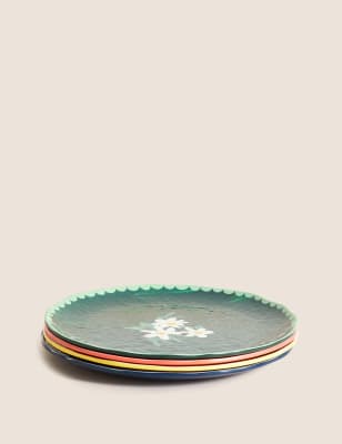 Set Of 4 Expressive Floral Picnic Side Plates