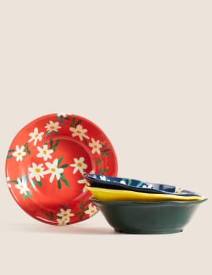 

Set Of 4 Expressive Floral Picnic Pasta Bowls - Multi, Multi