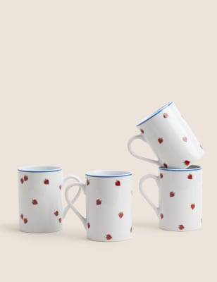 Set of 4 Strawberry Mugs