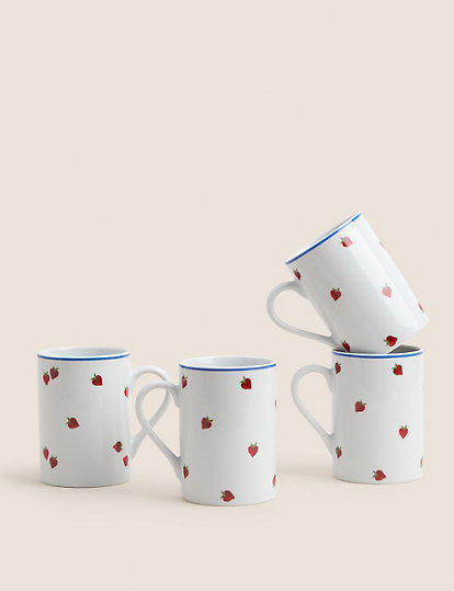 Set of 4 Strawberry Mugs