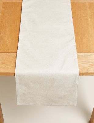 M&S Cotton with Linen Table Runner - Natural, Natural