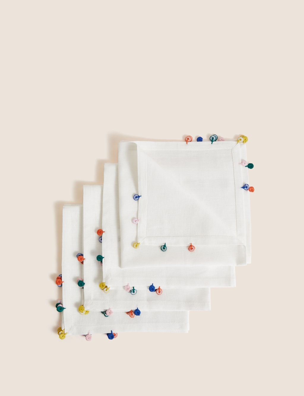 Set of 4 Cotton Rich Pom Pom Napkins