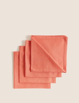 

Set of 4 Pure Cotton Napkins - Coral, Coral