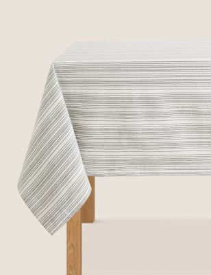 M&S Pure Cotton Striped Tablecloth - Multi, Multi