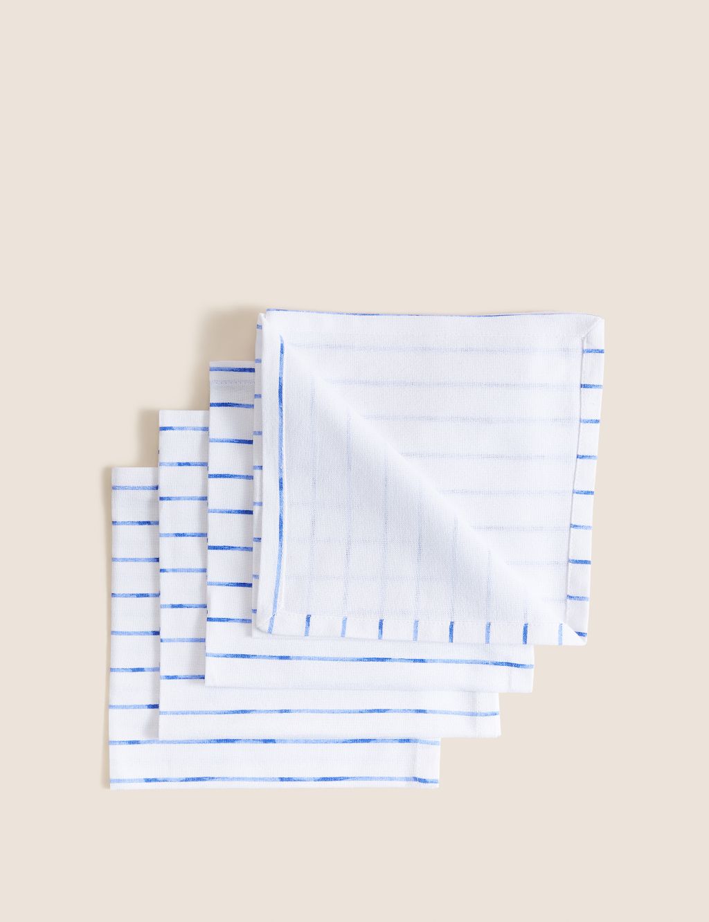 Set of 4 Cotton Striped Napkins