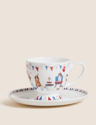 

M&S Collection Tasse und Untertasse mit Krönungsmotiv - Mehrfarbig, Mehrfarbig