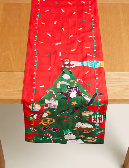 M&S Collection Christmas Light Up Table Runner - 1Size - Red Mix, Red Mix