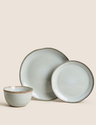 M&S X Fired Earth 12 Piece Stoneware Dinner Set - Natural, Natural
