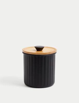 M&S Small Ribbed Storage Jar - Black, Black
