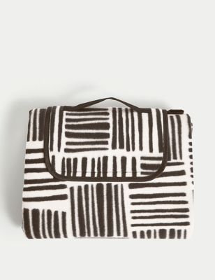 M&S Patterned Foldaway Picnic Blanket - Black Mix, Black Mix