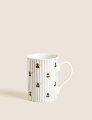 M&S Bee Striped Mug - Black Mix, Black Mix