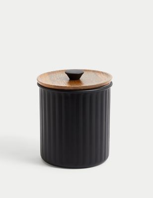 M&S Ribbed Storage Jar - Black, Black