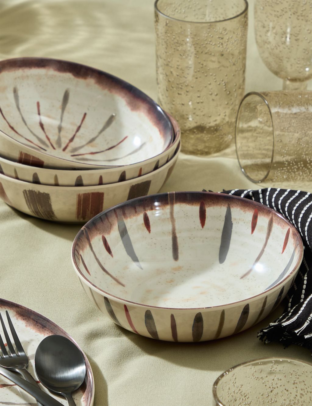 Set of 4 Global Artisan Picnic Pasta Bowls