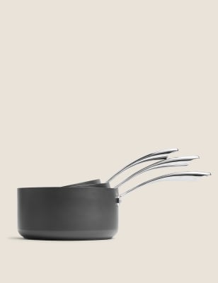 

M&S chef 3 Piece Hard Anodised Pan Set - Black Mix, Black Mix