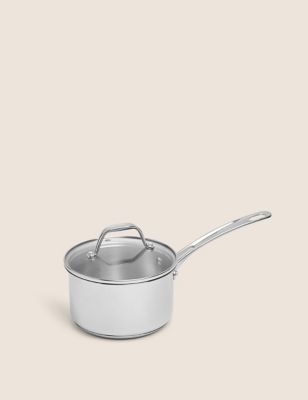 M&S Stainless Steel 16cm Small Saucepan - Silver, Silver