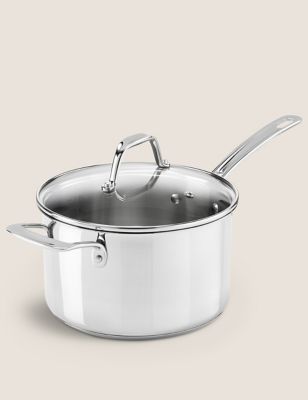 M&S Stainless Steel 20cm Large Saucepan - Silver, Silver
