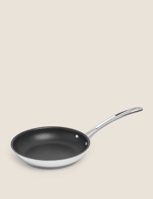 M&S Collection Stainless Steel 20Cm Small Non-Stick Frying Pan - Silver, Silver