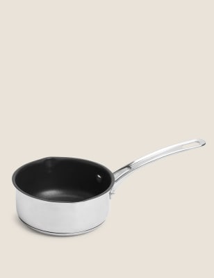 Stainless Steel 14cm Small Non-Stick Milk Pan - Silver, Silver