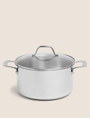 

M&S Collection Stainless Steel 24cm Medium Stock Pot - Silver, Silver