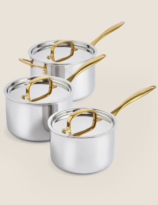 Chef&nbsp;&ndash; Lot de 3&nbsp;casseroles triple &eacute;paisseur