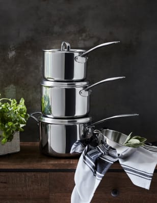 

M&S chef Juego de 3 piezas de menaje con combinación triple de materiales - Plata, Plata