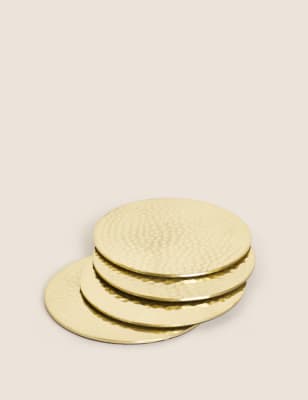 Set of 4 Hammered Metal Coasters