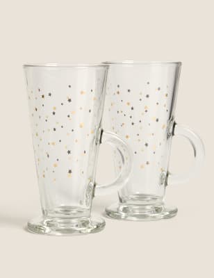 

2er-Set Latte-Gläser mit Sternmuster - Gold Melange, Gold Melange