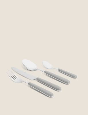 M&S Collection 16 Piece Tribeca Cutlery Set - Grey, Grey