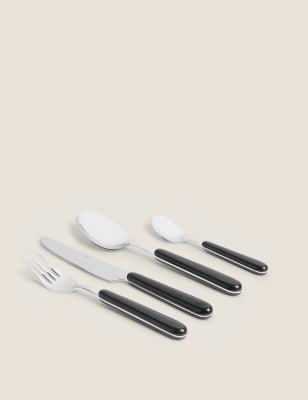 

M&S Collection 16 Piece Tribeca Cutlery Set - Black, Black