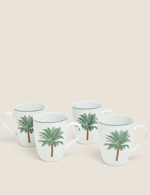 

Set of 4 Palm Mugs - Green Mix, Green Mix