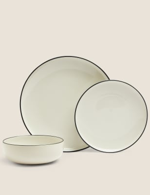 

12 Piece Tribeca Rimmed Dinner Set - Black Mix, Black Mix