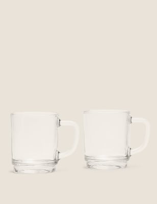 

Set of 2 Stackable Glass Mugs, No Colour